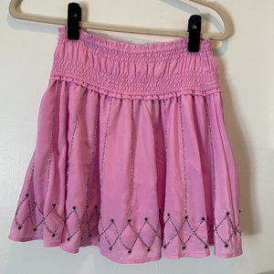 Pink Mini Skirt with Bead Detailing